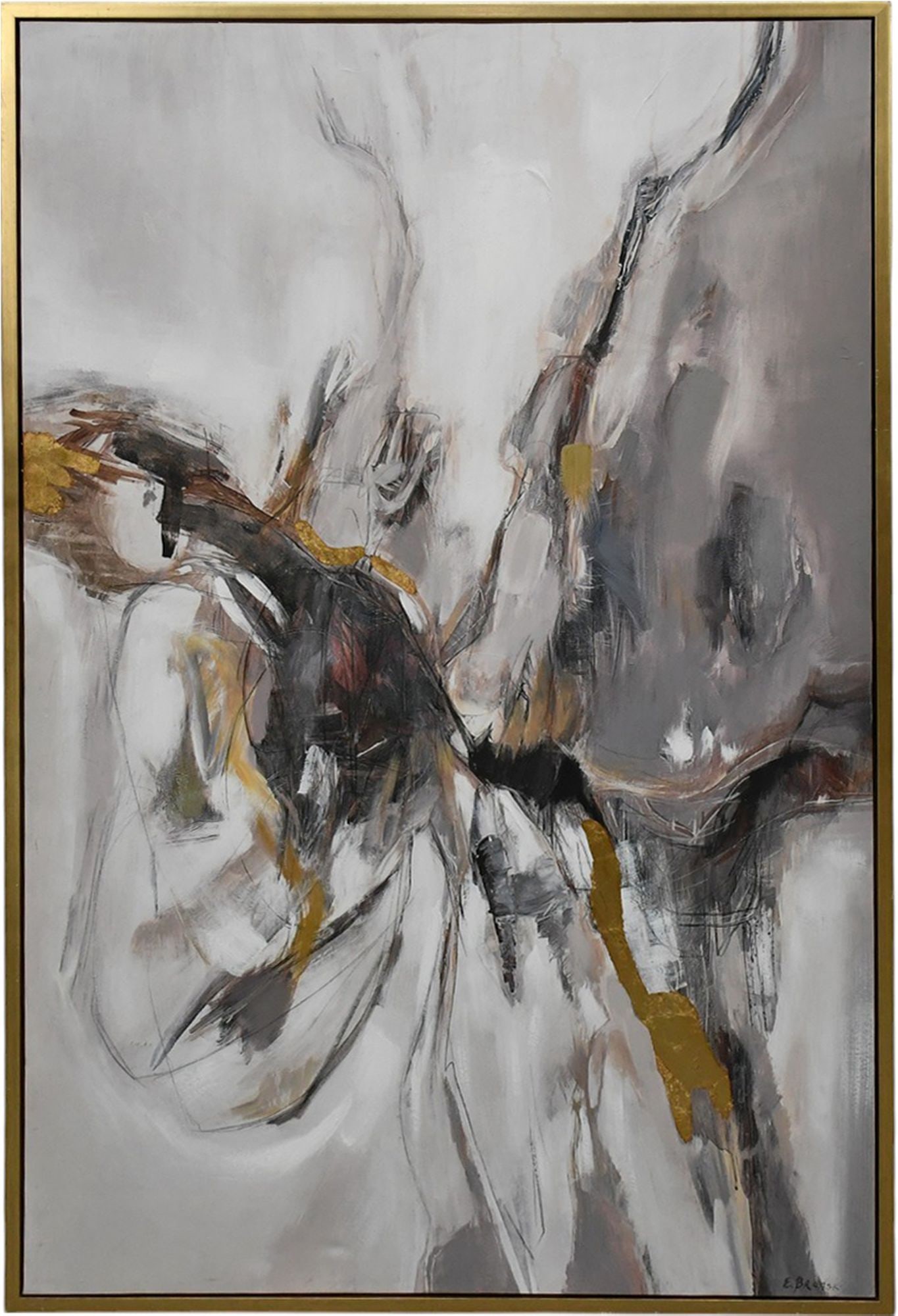 Eugene Brodsky (American, born 1946) Abstract mixed media on canvas, 58 x 38 inches. Overall framed (1 of 5)