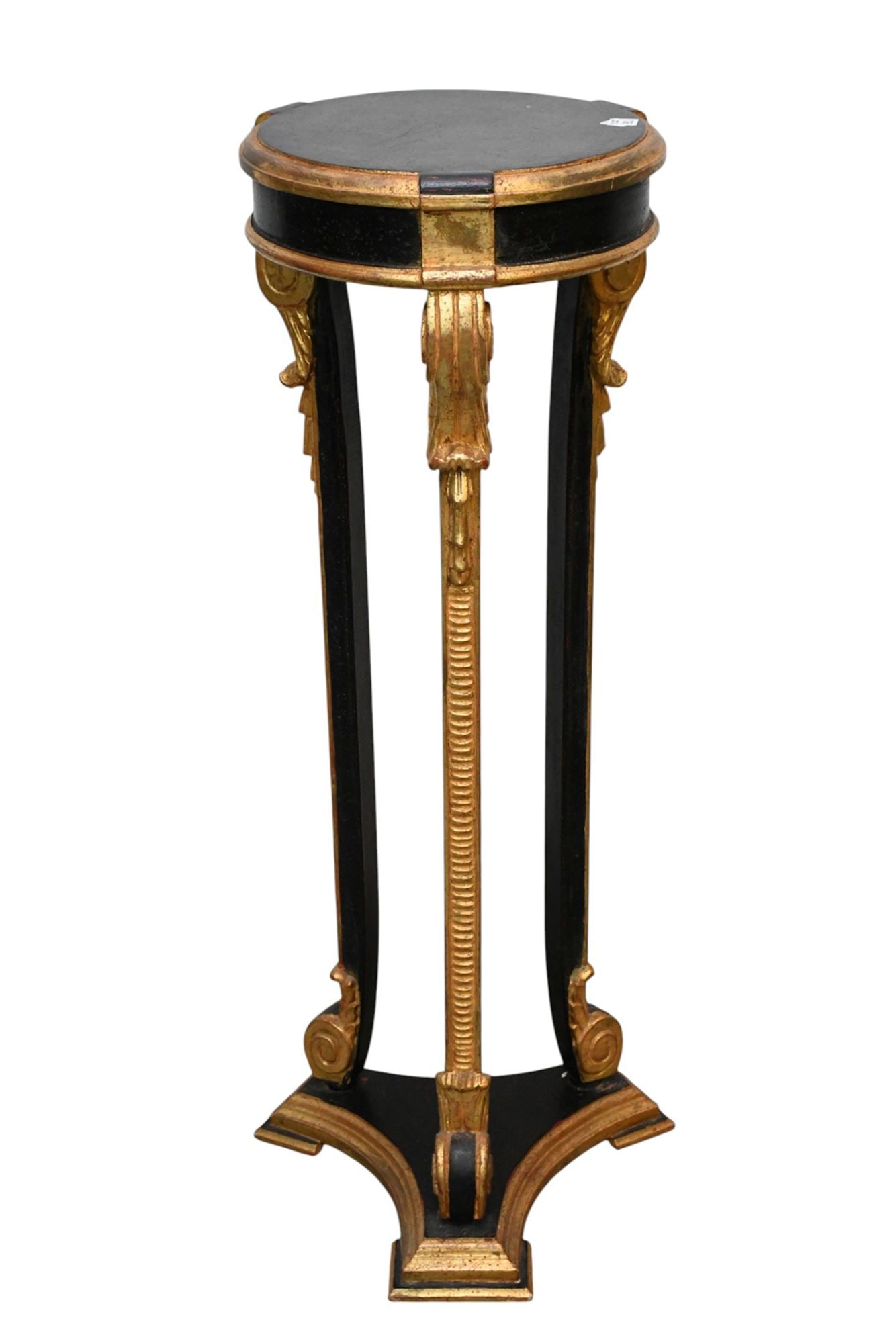 Regency Style Fern Stand, Black with Gilded Accents Over 3 Columns on Trifed Base, 44"h x 15"dia (1 of 4)