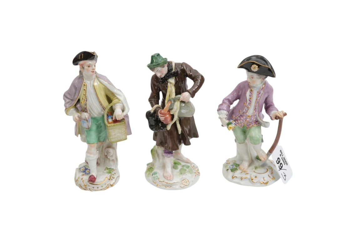 Three 18th C. Meissen Porcelain Figures, Tallest 5 1/2"h (good condition) (1 of 6)
