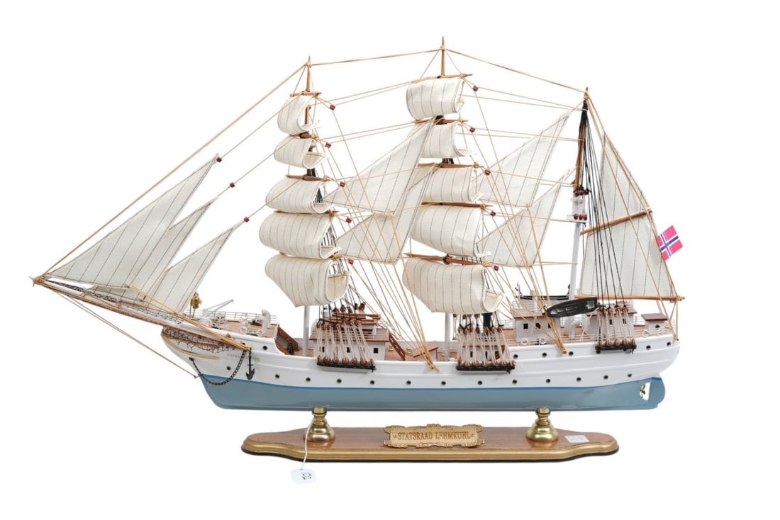 Ship Model, "Statsraad Lehmkuhl", 19"h x 30"w (1 of 7)