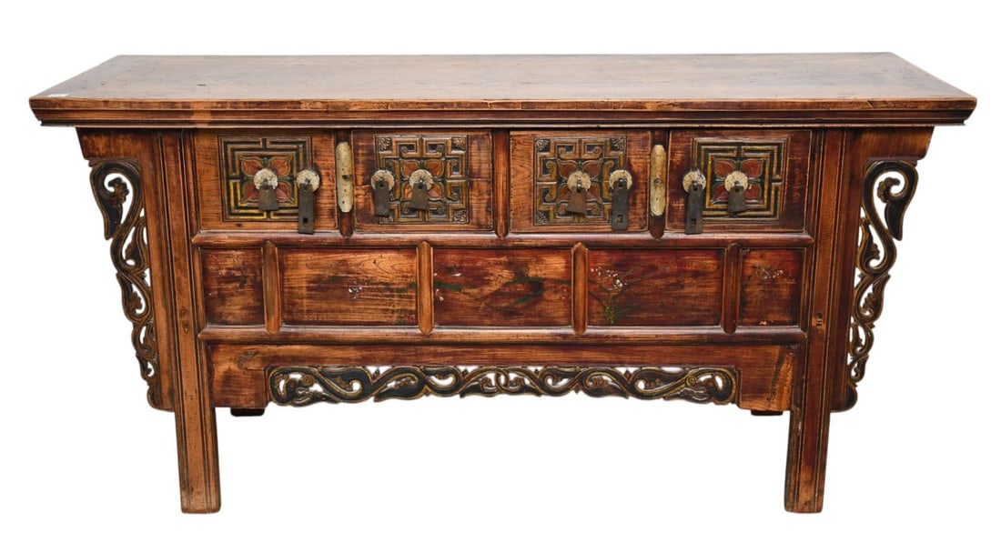 Asian Console/Alter Table with 4 Side by Side Drawers, 33"h x 66"w x 21"d (1 of 9)