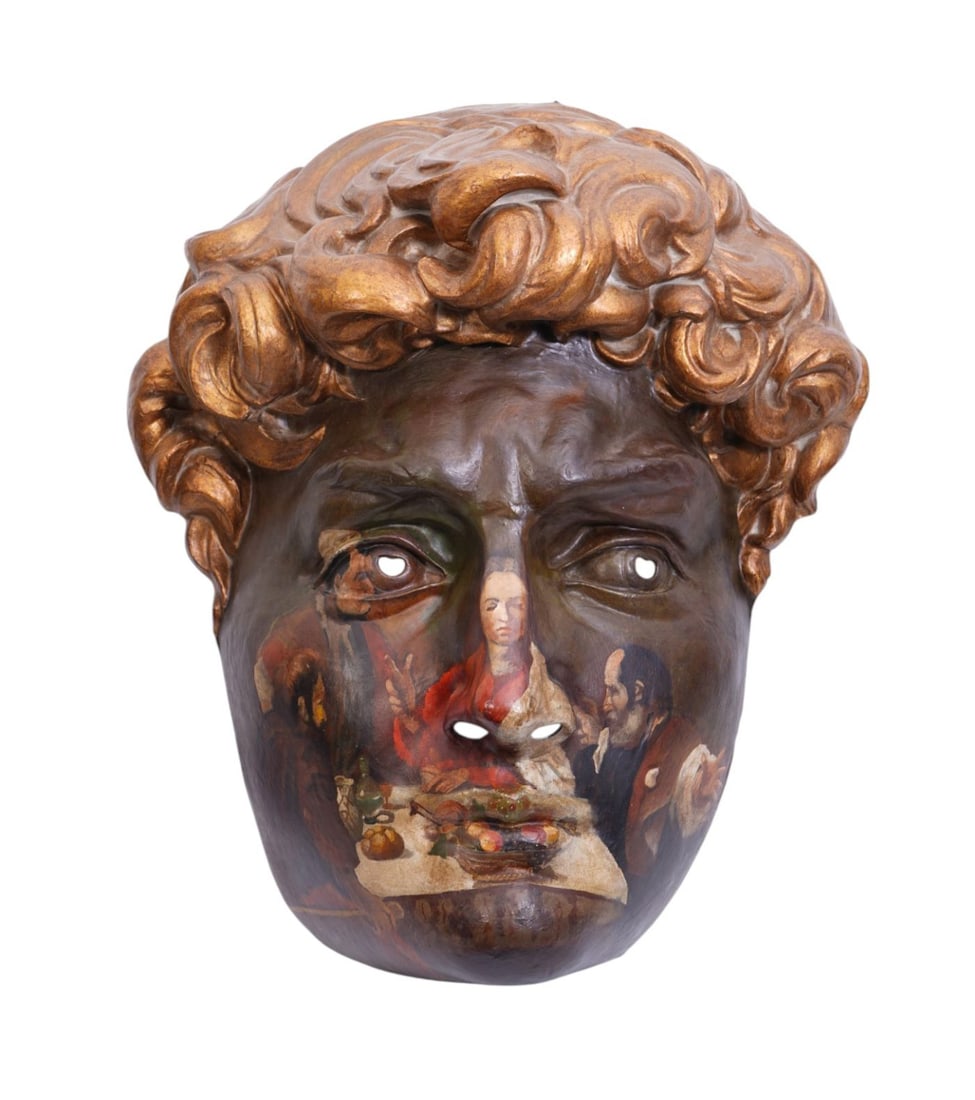 Oversized Decorative Italian Paper Mache handpainted Mask, 29"h x 19"w: Oversized Decorative Italian Paper Mache handpainted Mask, 29"h x 19"w