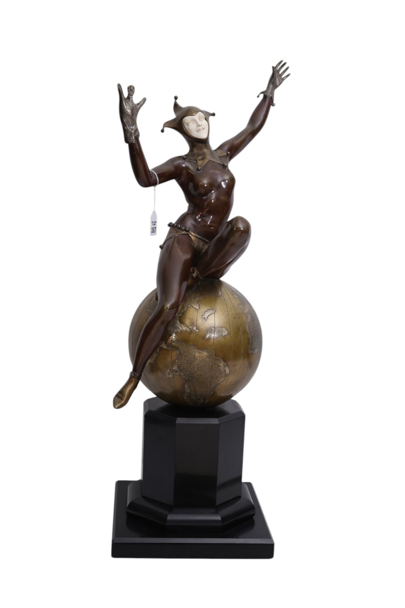 Guiraud Riviere, Important and iconic Bronze Art Deco sculpture- "The World's Jester" ca. 1930, (1 of 15)
