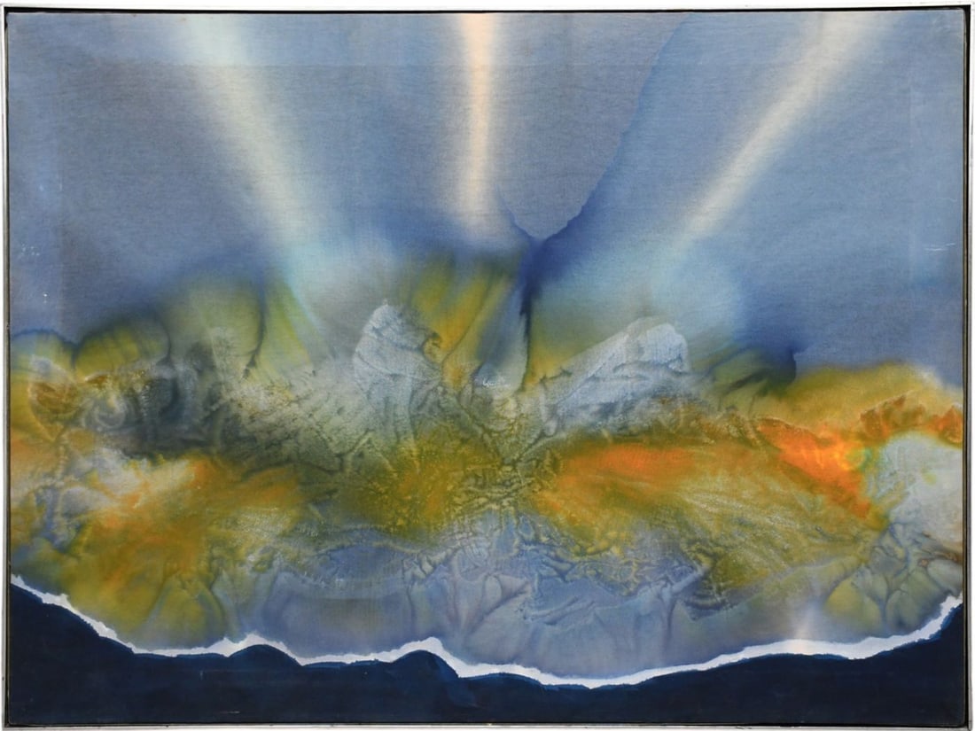 Kate Foster 20th Century American, Lg. Abstract painting on canvas, 49 x 64 inches, overall framed: Kate Foster 20th Century American, Lg. Abstract painting on canvas, 49 x 64 inches, overall framed size 49-1/2 x 65-1/2 inches.