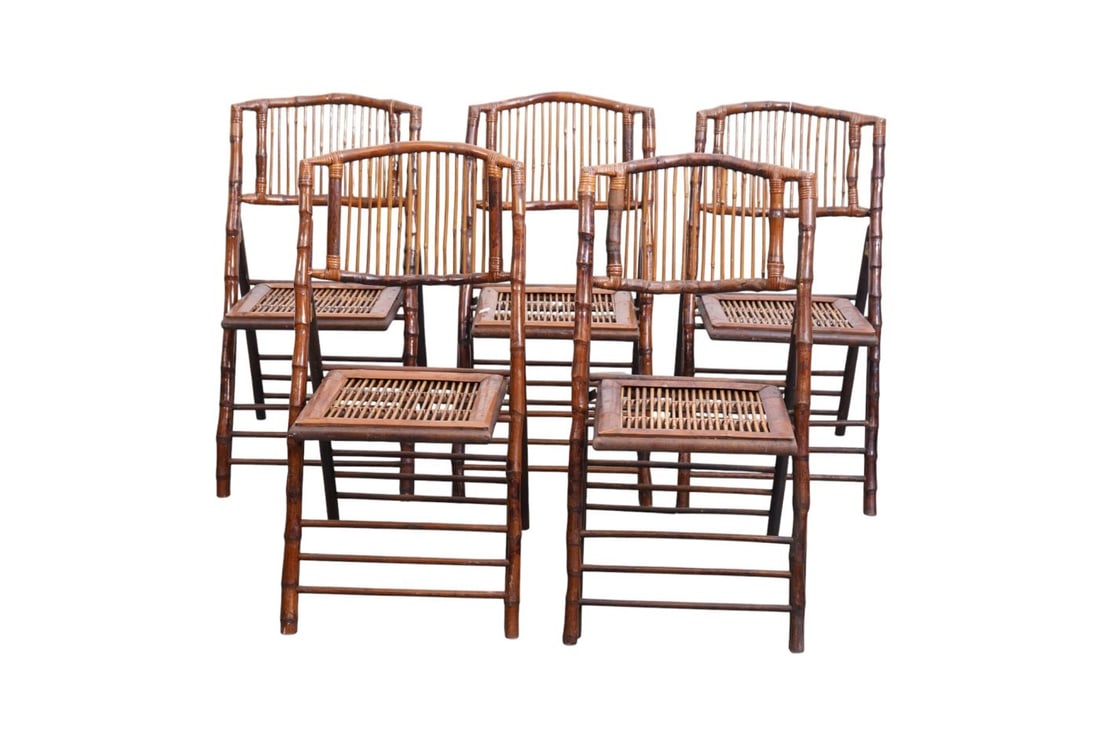 5 Bamboo Folding Side Chairs (1 of 6)