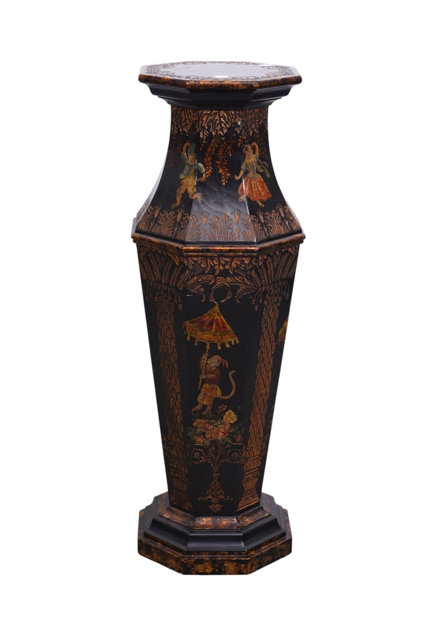 Modern Pedestal With Monkey Motif on Black Ground, 41"h x 16"w (1 of 9)