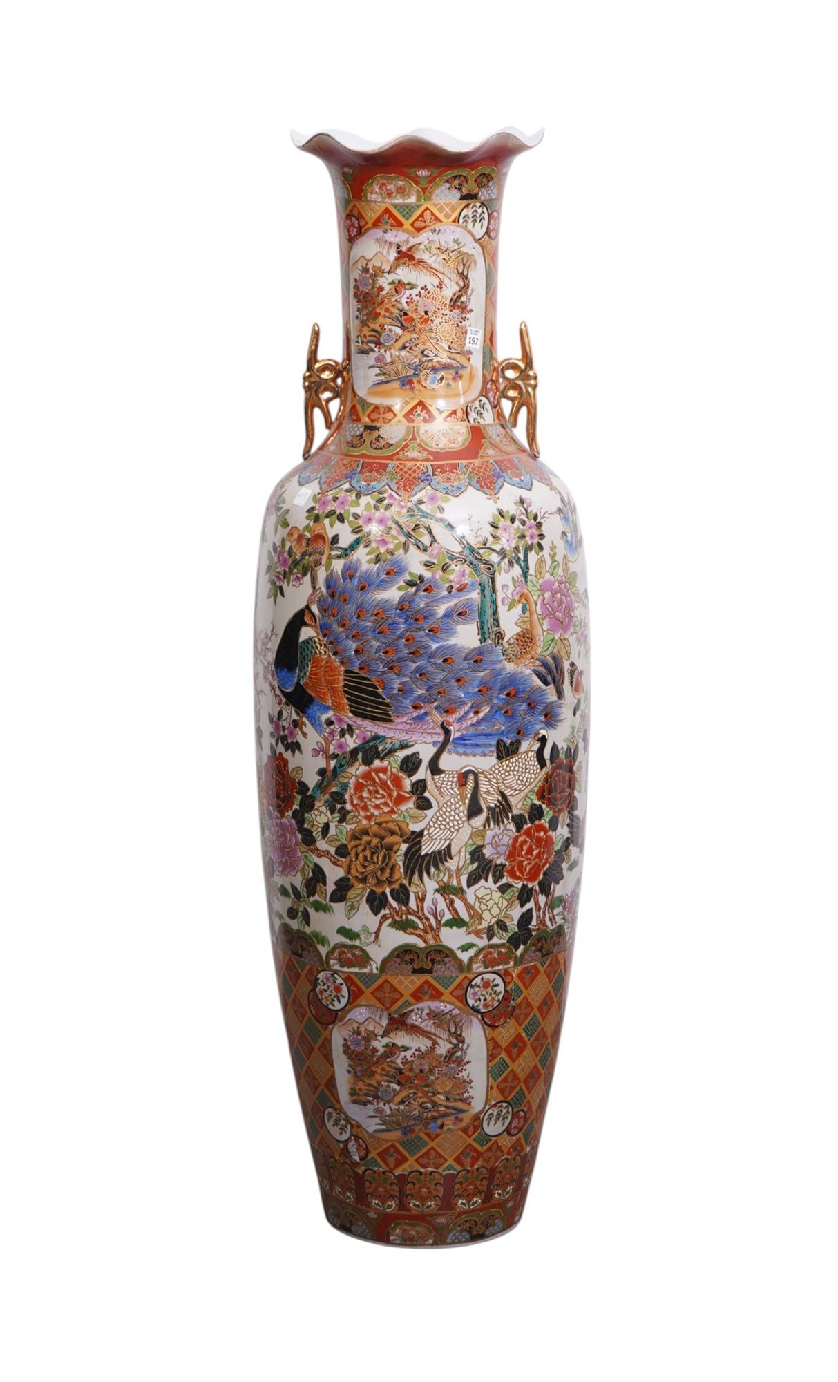 Chinese Palace Vase with Birds & Flowers in Landscape, 60"h x 18"w (1 of 11)