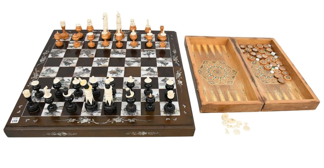 2 Asian Chess/Game Boards, Larger One Mother of Pearl Surface/Inlay & Smaller One Inlay Wood/ Mother (1 of 12)