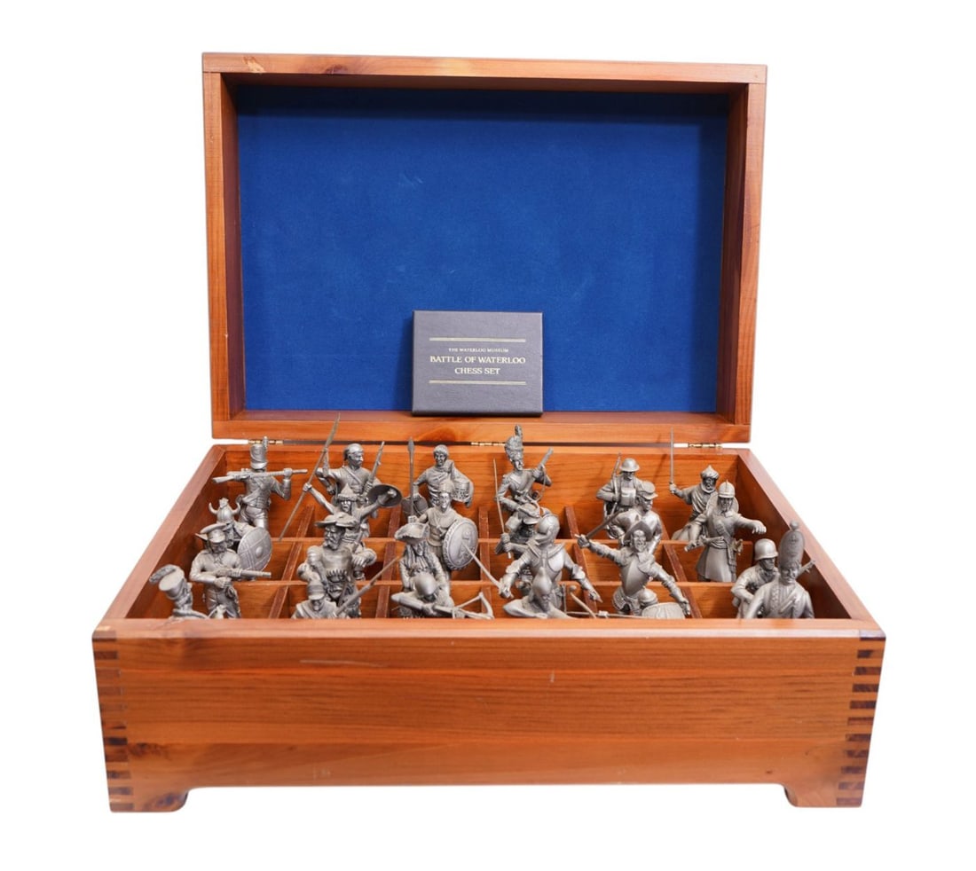 The Franklin Mint Chess Set, Battle of Waterloo, Pewter Pcs, 9 1/2"h x 20"w x 14"d (1 of 9)