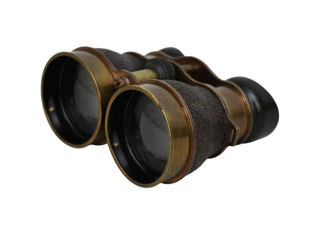 Vintage Binoculars, Brass & Leather, Stamped Husun (1 of 9)