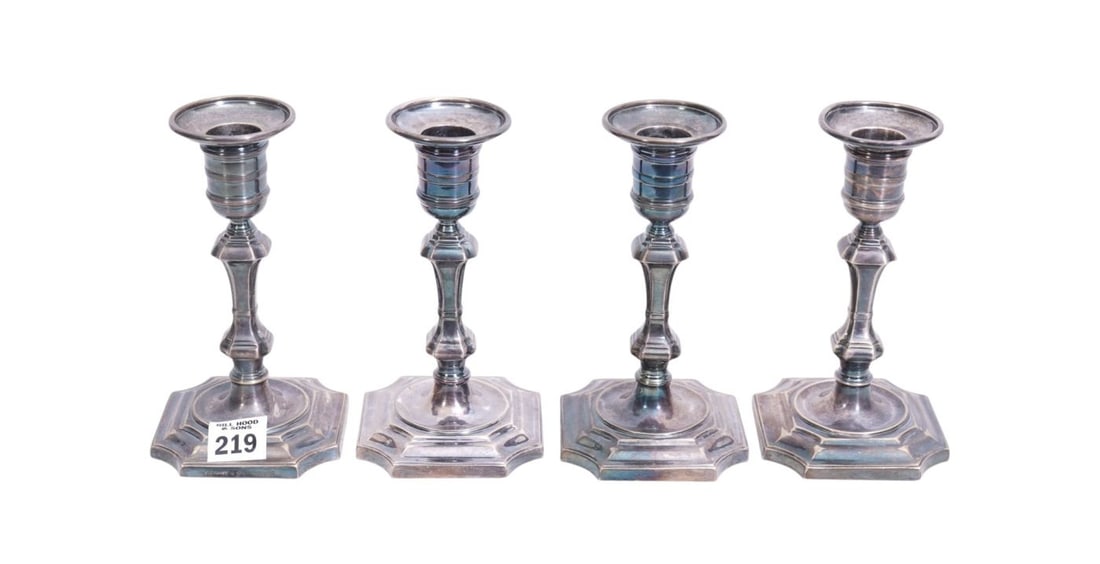 2 Pairs Marked Tiffany & Co. Sterling Silver Candlesticks, Marked Made in England, 38 ozt, 6"h x (1 of 8)