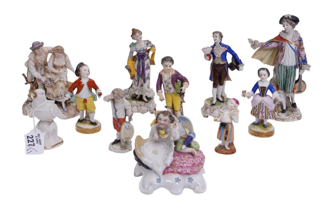 11 Antique Mostly Capodimonte & German Porcelain Figures, 8"h x 4"w (1 of 11)