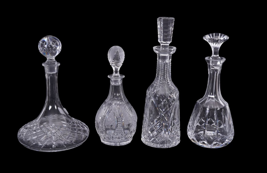 4 Assorted Cut Glass Decanters, Tallest 13 1/2"h x 8"w (1 of 5)