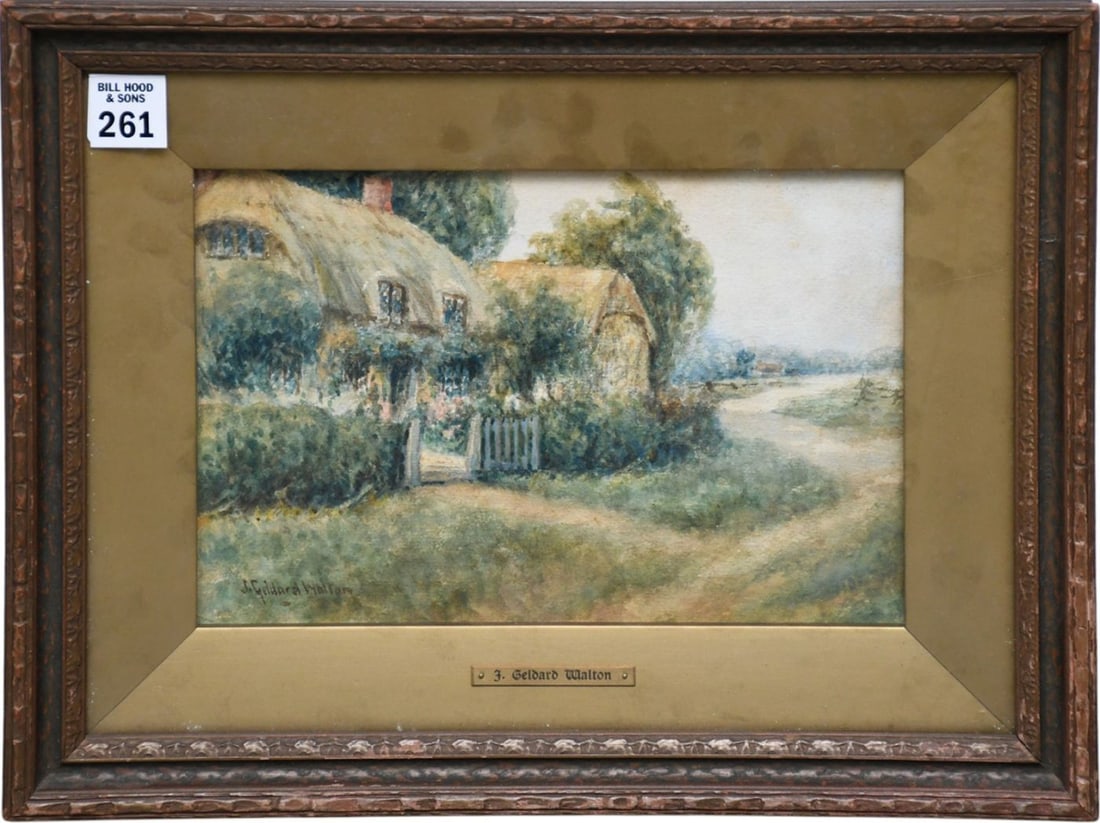 F Geldard Walton, 19th Century Watercolor English Cottage Scene, 7 x 9-1/2 inches. 11-1/12 x 14-1/2 (1 of 5)