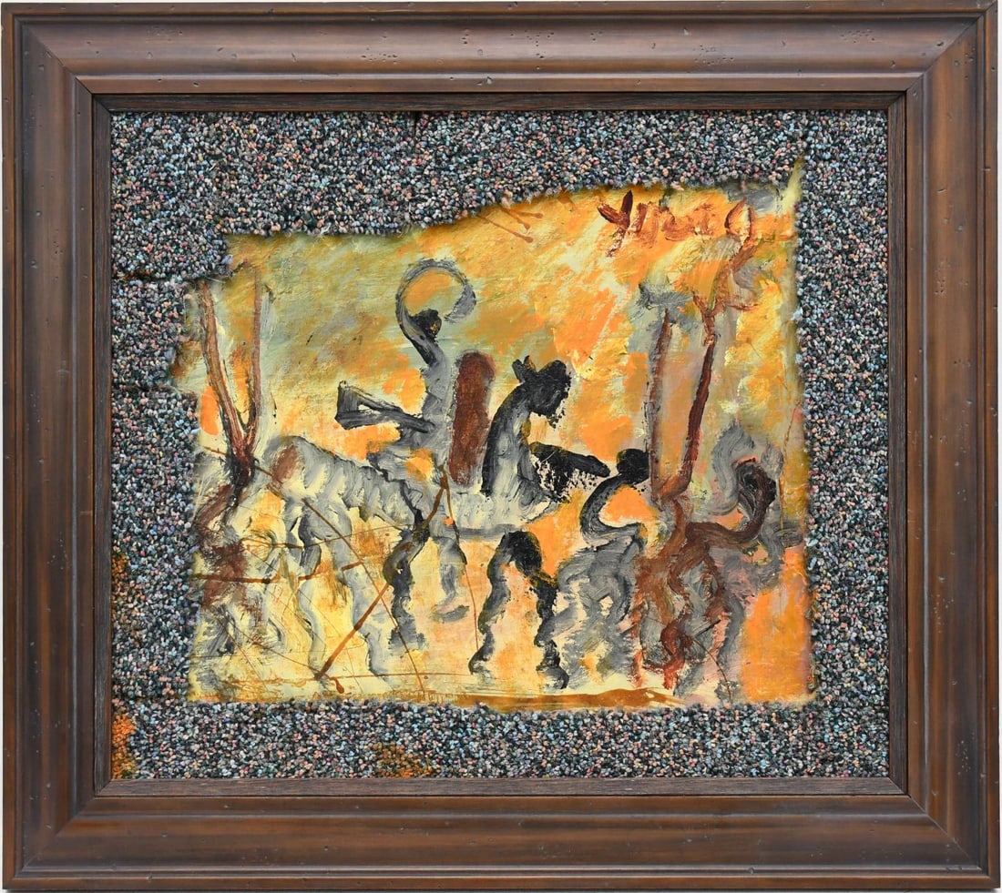 Purvis Young Folk Art/outsider Art. Horses and People signed upper right, 15 x 17 inches. overall (1 of 5)