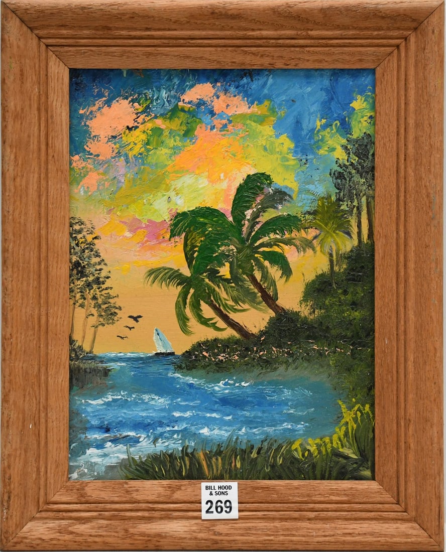 Todd Martin Florida Painting, Sunny Sailing Highwaymen Style oil on artist panel, 9 x 12 inches. (1 of 7)