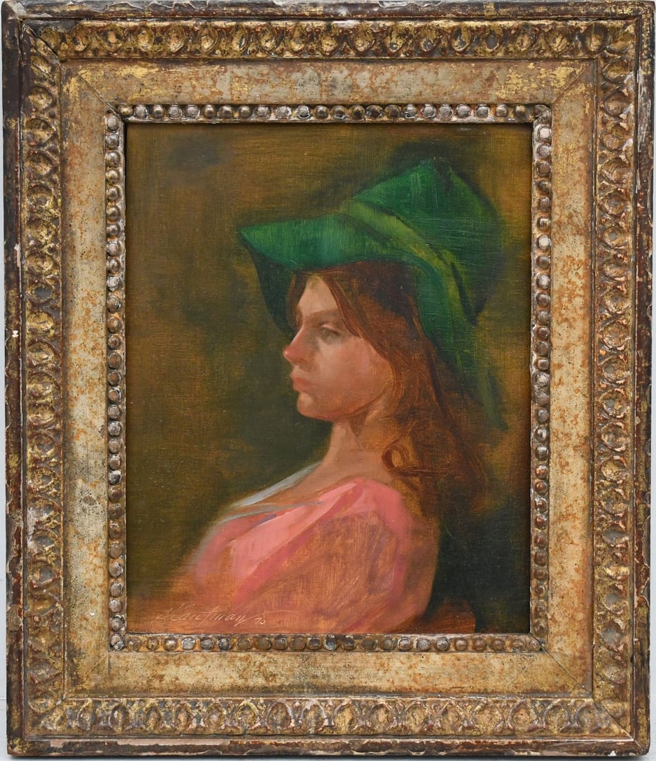 Stuart Kaufman (1926-2008) Oil On Board, Country Girl, 10 x 8 inches. overall framed size 14 x (1 of 5)