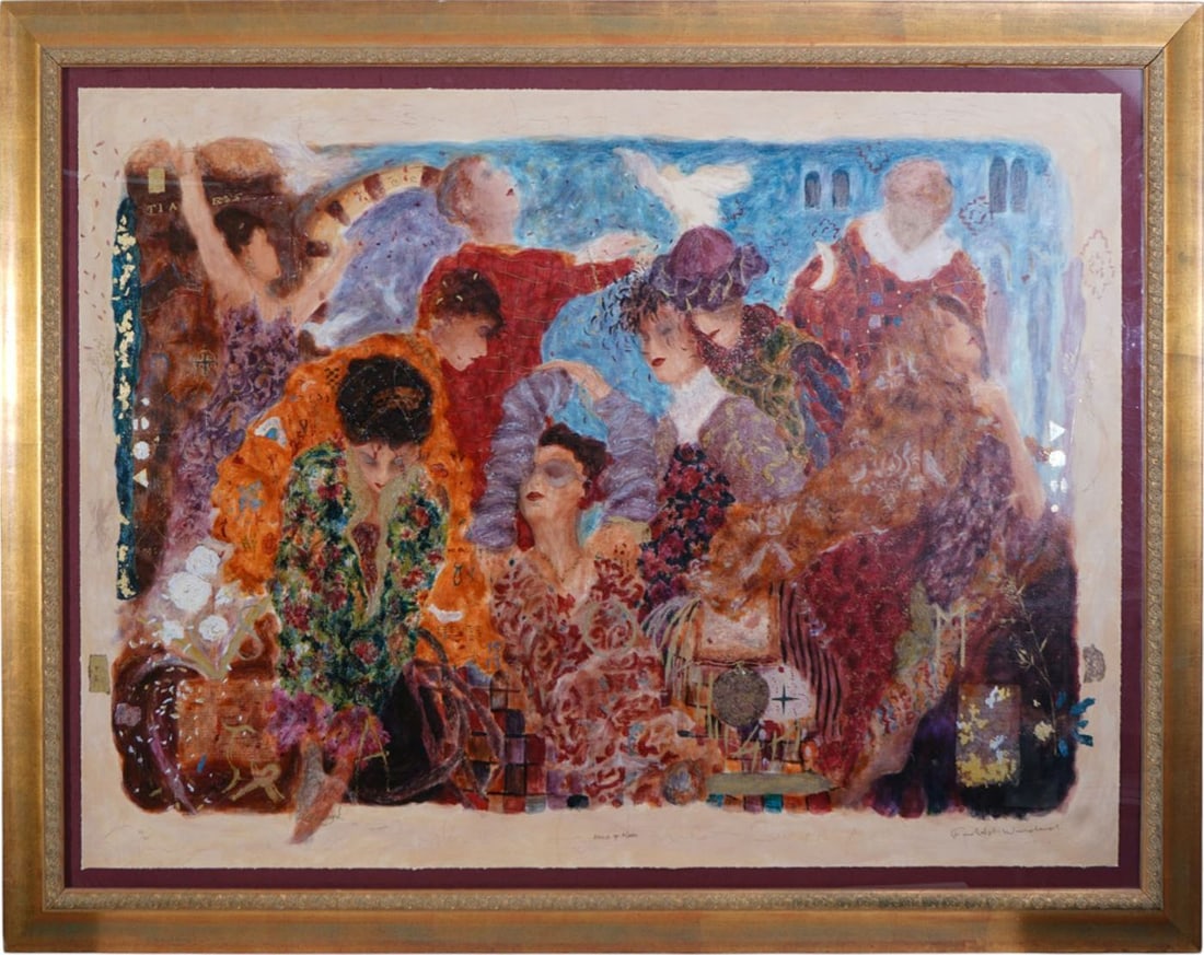 Roy Fairchild Woodard (English Born 1953) Serigraph, Sound of Moon, Lithograph signed and numbered: Roy Fairchild Woodard (English Born 1953) Serigraph, Sound of Moon, Lithograph signed and numbered 121/465. 41-1/2 x 57-1/2 sheet size overall framed size is 51 x 67 inches.