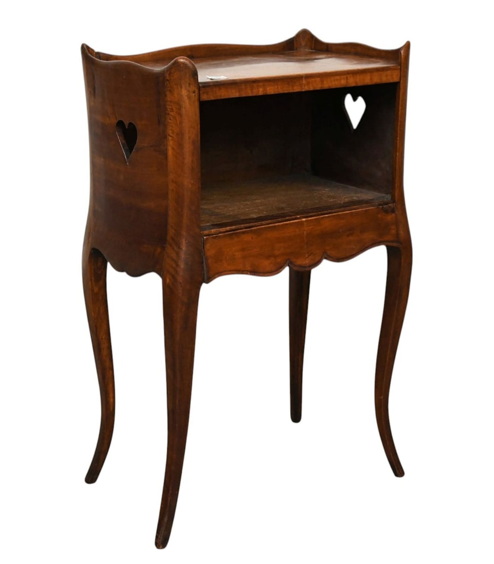 French Walnut 19th c. Stand, Top Over Open Shelf with Drawer Beneath, 28"h x 17 1/2"w x 10 1/2"d (1 of 5)