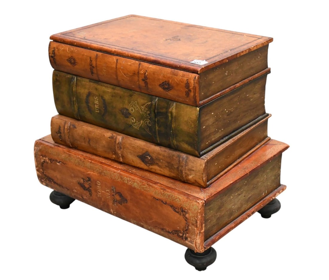 Stacked "Old Book Style" Side Table With Hinged Top for Storage & Single Drawer, 20"h x 21"w x 15"d (1 of 7)