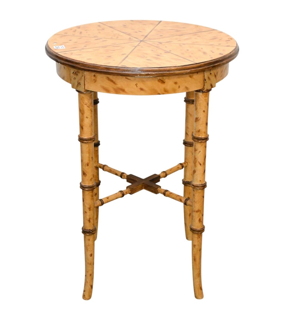 Decorator Painted Bamboo Style Round Occasional Table, 26"H x 19"dia (1 of 4)
