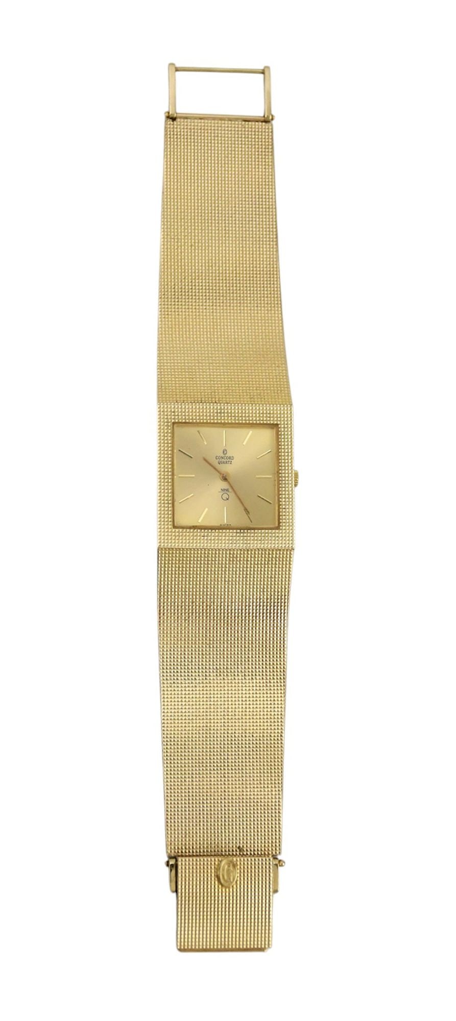 14K Yellow Gold Concord Quartz Nine Watch. 6" Band 25mm wt. 72.29 grams needs batteries (1 of 4)