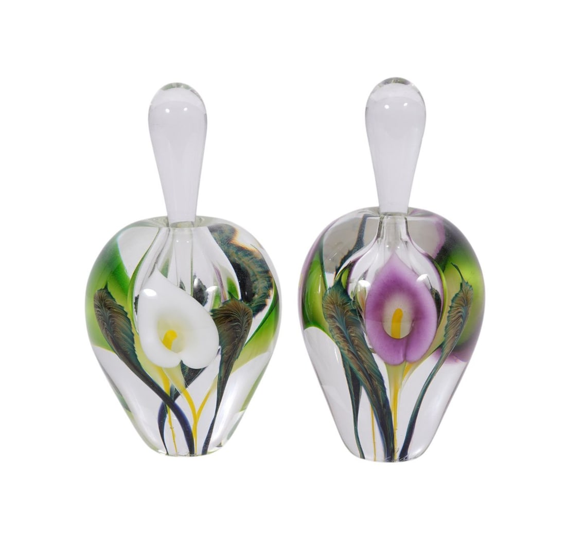 2 Scott Bayless, lotton studios Art Glass Perfume Bottles with Floral Interiors, for 6"h x 3"w (1 of 5)
