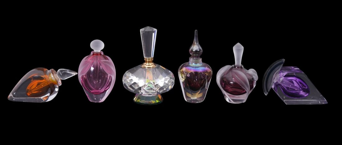 6 Art Glass Assorted Perfumes, 6"h x 4"w (1 of 8)