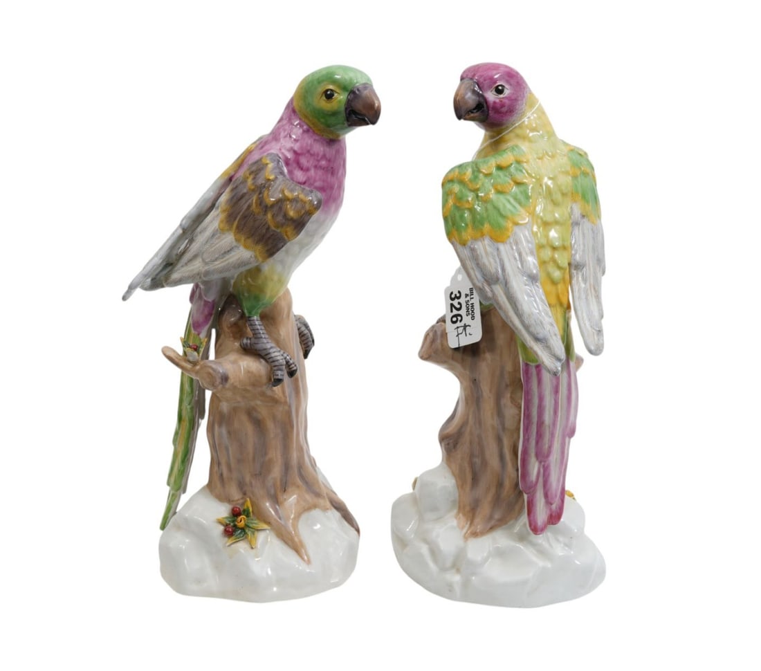 Pair Chelsea House Ceramic Parrots, 13"h x 5"w (1 of 6)