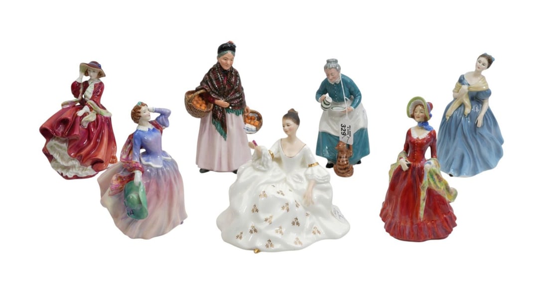 7 Assorted Royal Doulton Figures, incl; Sabboth Mom, Blithe Mornings, My Love, The Favourite, Top O' (1 of 8)