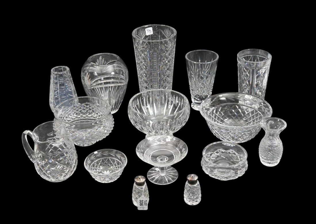 15 Pcs. Signed Waterford Cut Glass, Largest 12"h x 9"w (1 of 14)