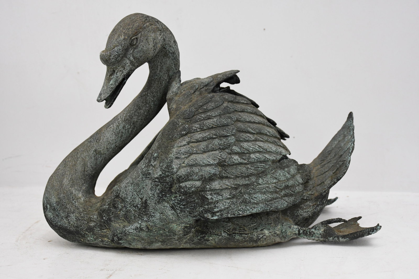 Vintage verdigris Bronze Swan Fountain 14"high x 20"wide x 11"deep: Vintage verdigris Bronze Swan Fountain 14"high x 20"wide x 11"deep
