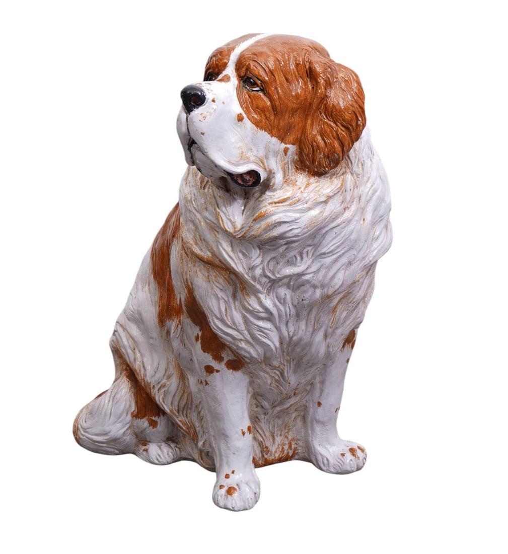 Lg. Italian Glazed Terracotta St. Bernard 35"h (1 of 6)