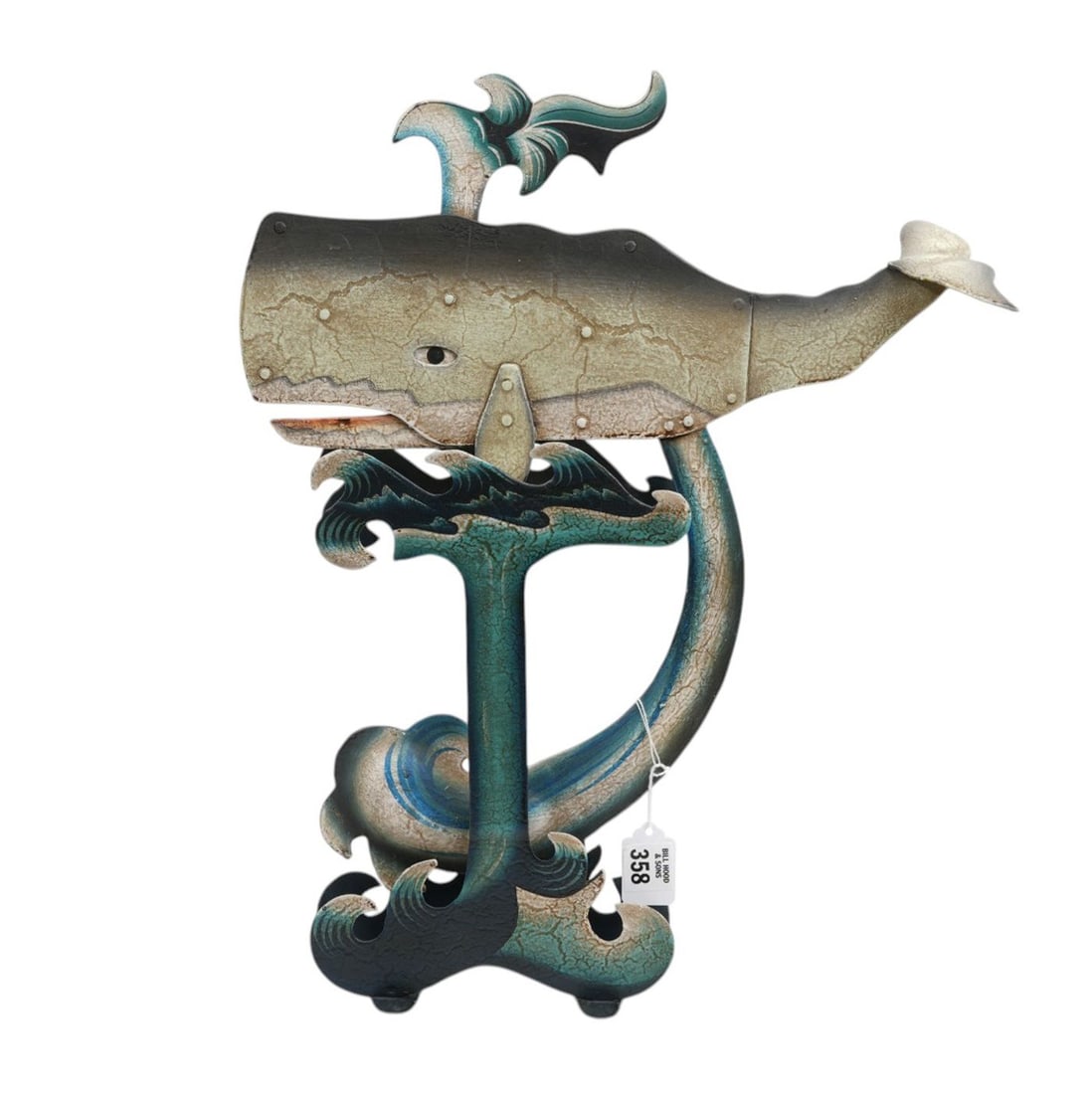 Painted Metal Contemporary Whale Whirl-A-Gig On Stand, 15"h x 11"w (1 of 9)