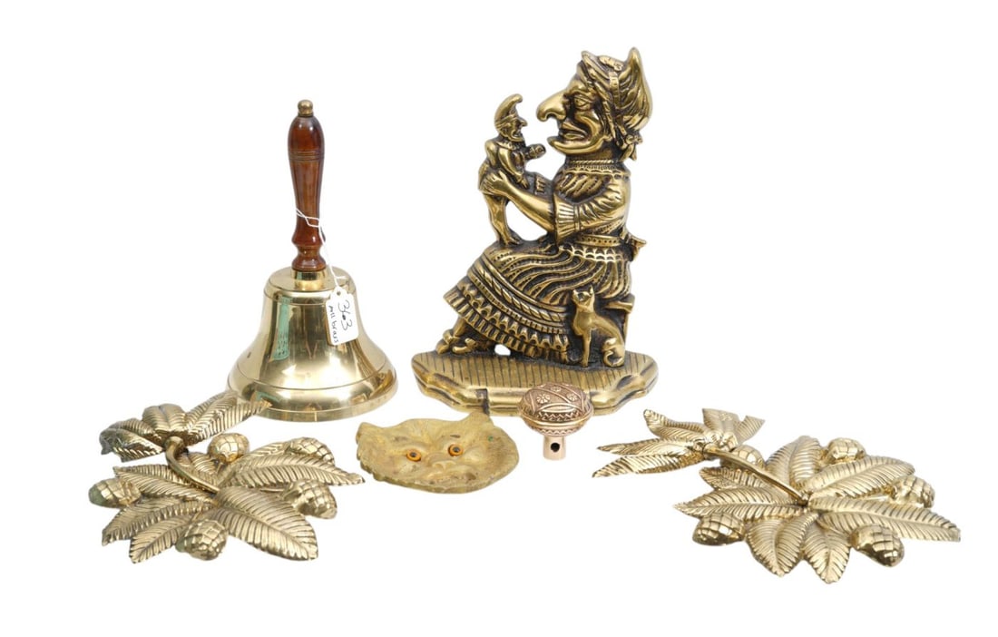 Lot of Vintage Brass, One Including Punch & Judy Door Stop, 11"h x 6"w (1 of 6)