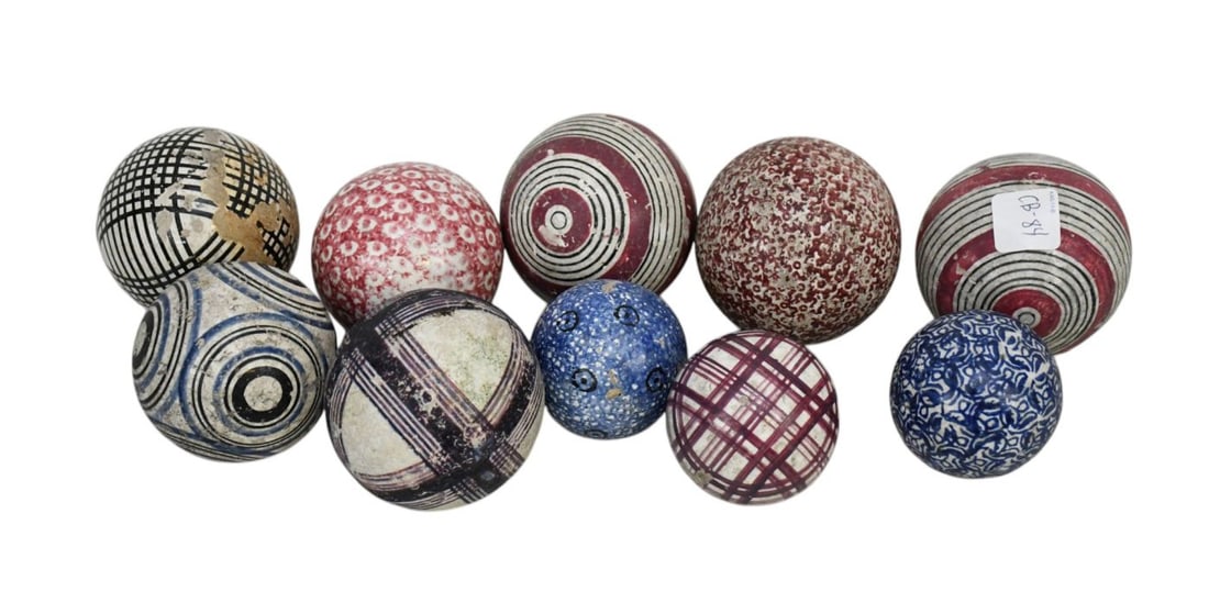 Collection of Antique English Carpet Balls, 3 1/2" dia Largest (1 of 3)