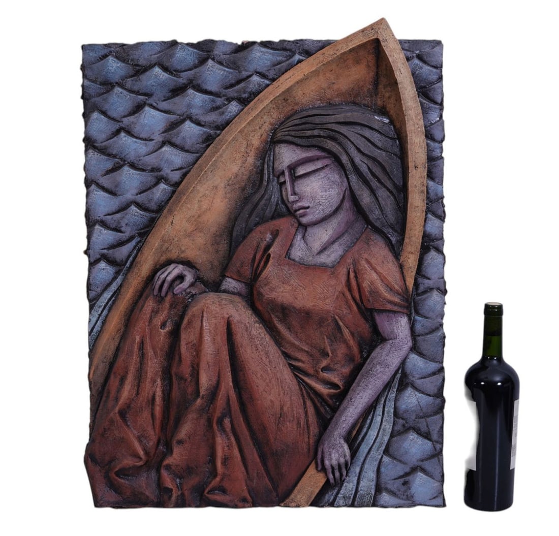 Steven Gardner, Ceramic wall art, "Adrift" signed on front, numbered 5/9 on reverse, 26"h x 20"w (1 of 6)