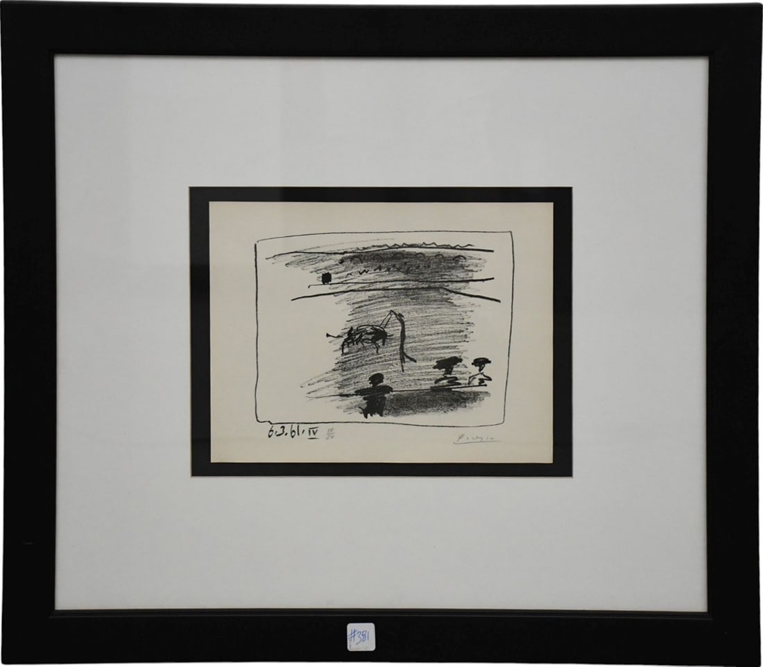 Pablo Picasso (Spain 1881-1973) "Les Banderilles" Lithograph c. 1961. Les Banderilles lithograph (1 of 5)