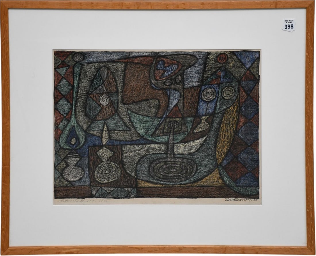 Enrique RIVERON (1902-1998) Intimate Group-1955. hand signed and dated '55. signed Lithograph, 14 x (1 of 5)