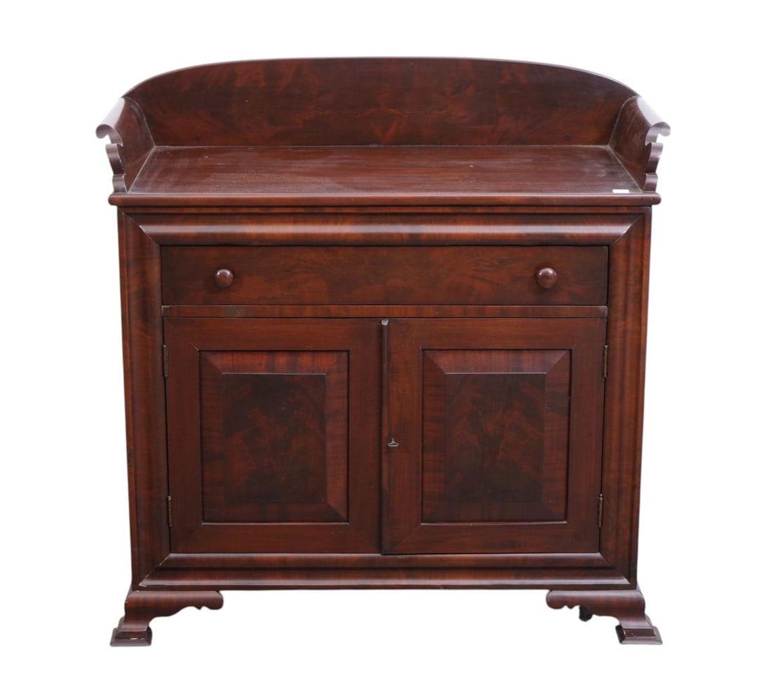 Mahogany Chest with Backsplash, single Drawer Over 2 Cabinet Doors, Disar Furniture 35"h x 38"w: Mahogany Chest with Backsplash, single Drawer Over 2 Cabinet Doors, Disar Furniture 35"h x 38"w