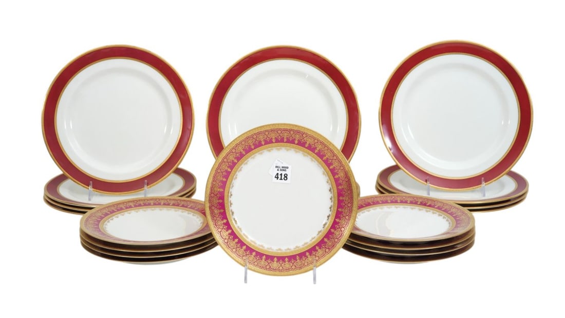 12 Royal Doulton Porcelain Dinner Plates (10 1/2"dia) & 9 Limoges Salad Plates (8 (1 of 6)