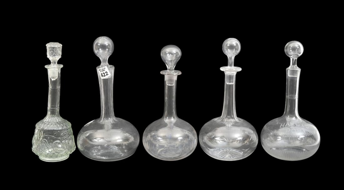 5 Assorted Vintage Crystal Decanters, 11"h x 5"w Tallest: 5 Assorted Vintage Crystal Decanters, 11"h x 5"w Tallest