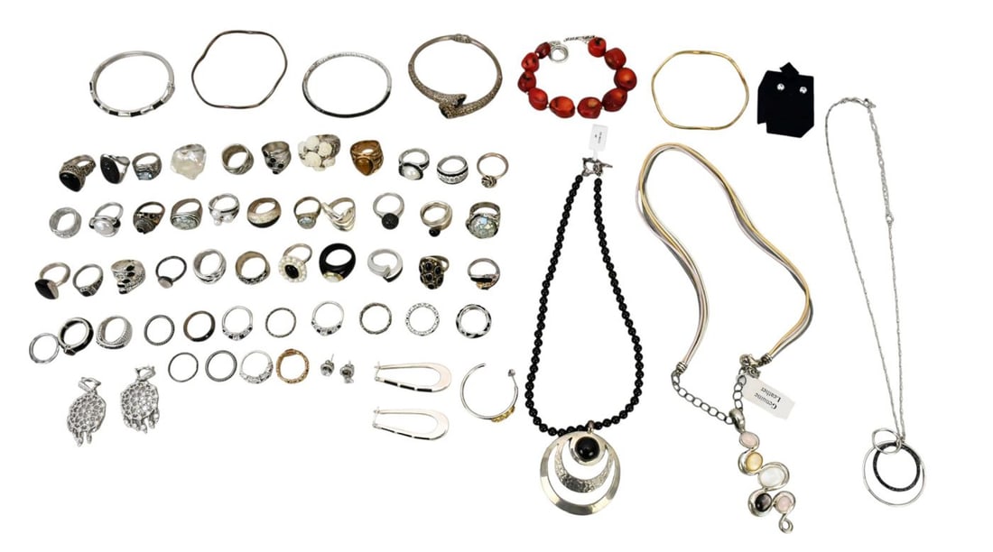Sterling Silver Jewelry Lot. Necklaces, Bracelets, Rings, Pendants and Earrings. Designers RCI, SX, (1 of 8)