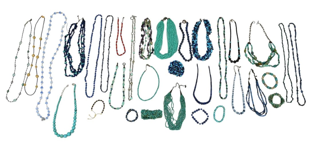 Large Costume Jewelry Lot. Mostly Necklaces, Turquoise and Lapis some with sterling clasp. (1 of 11)