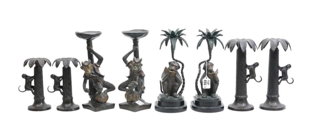 4 Pair Decorative Monkey Candlesticks, Tallest 11"h x 5"w (1 of 11)