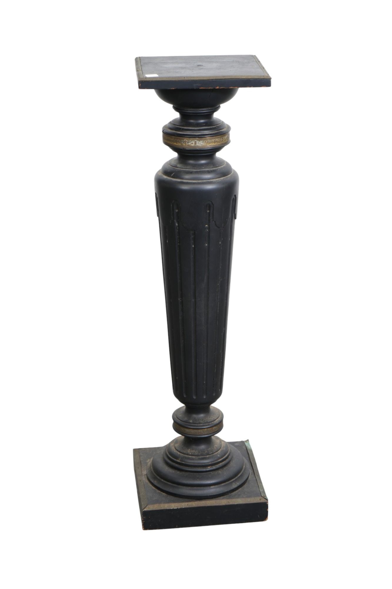 Black Egyptian Revival Style Pedestal, 43 1/2"h x 12"square (top needs attaching) (1 of 5)