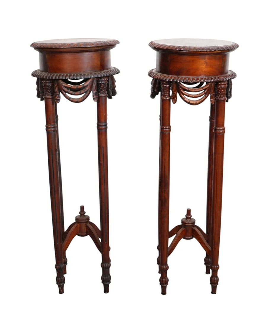 Pair Decorative Wood Pedestals/Plant Stands, 42 1/2"h x 15"d (one damaged) (1 of 6)