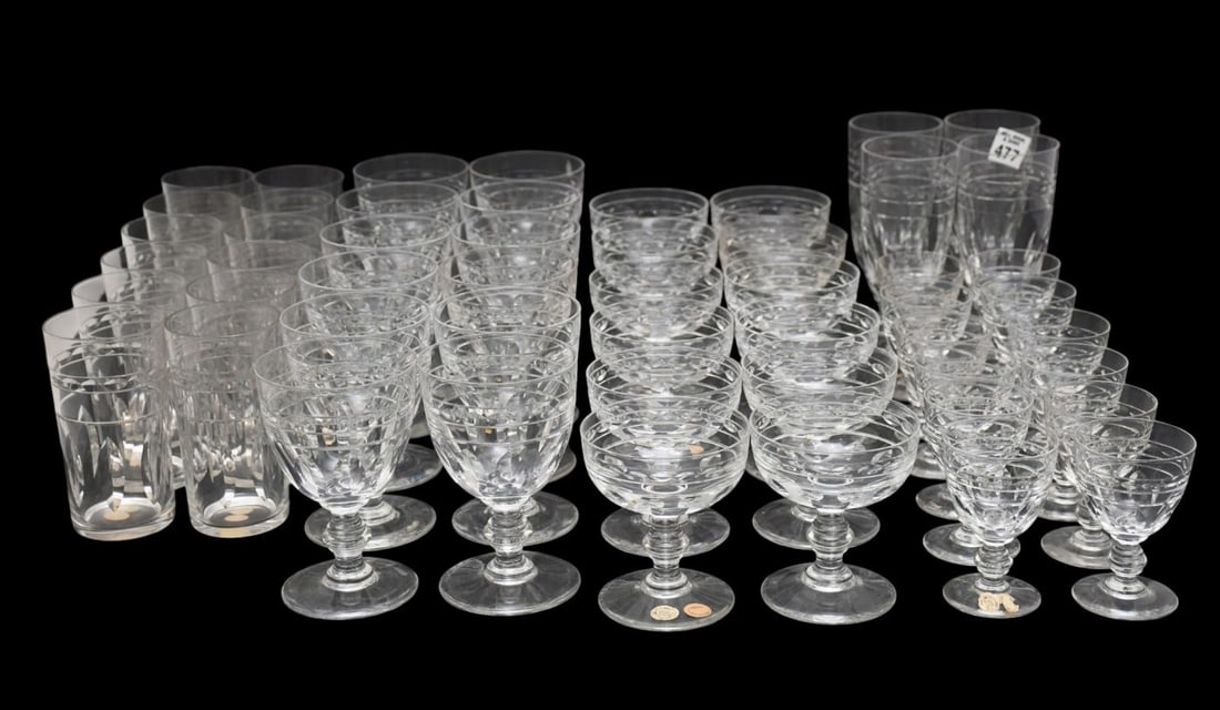 52 Val St. Lambert Glasses, 5 Assorted Sizes, Kent York Pattern (1 of 11)