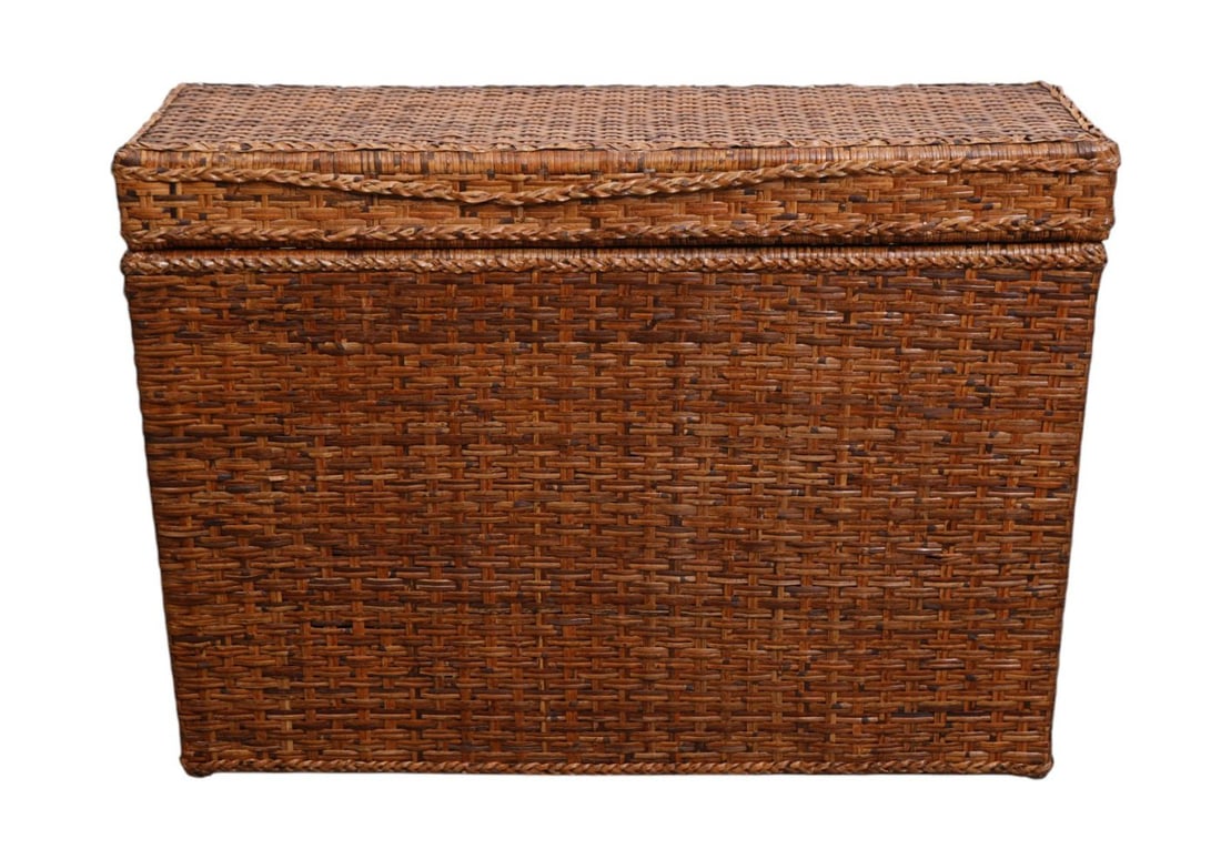 Large Natural Wicker Trunk, 30"h x 42"w x 16"d (1 of 4)