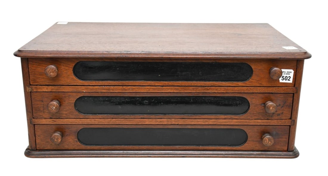 American 3 Drawer Sewing Chest, 19th c. 9 1/4"h x 23"w x 13"d (1 of 6)